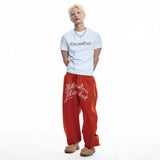 Lettering Balloon Sweatpants - RED