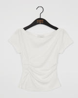 ゲストルック アンバランスシャーリングスリットボートネック半袖Tシャツ
