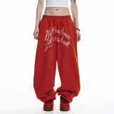 Lettering Balloon Sweatpants - RED