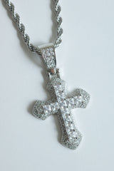 [white] cubic cross necklace | 지르콘 큐빅 십자가 목걸이