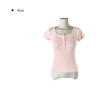 26SS★ [MADE/more BASIC] Cover Round Button Slim Short Sleeve T-shirt