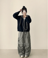 リードニーピンタックヘムストリングワイドパンツ