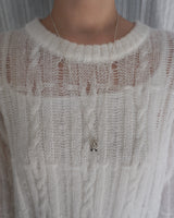 [925SILVER] ROSETTE RIBBON NECKLACE