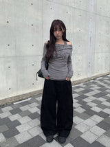 クランカットワイドストリングカーゴパンツ