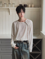 26SS★ [PLANMADE]ループレースアップボートネックニット