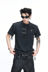 ディストレスト リブド ヘンリー Tシャツ