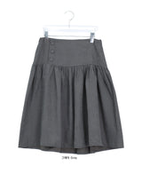 Lucier Button Pintuck Flare Midi Skirt