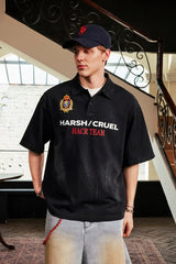 Distressed Badge Wash Polo