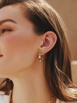 malachite and turquoise large hoop 14k gold plating + 925 silver earrings E063-08G