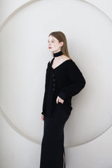 Offshoulder Wrap Strap Cardigan Black