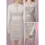[Girly Fancy Club]  Smocked patchwork fake two-piece dress