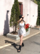 Hazle Cancan Ribbon Strap Sleeveless Mini Dress