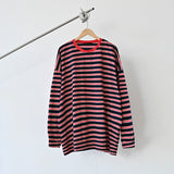 BHNY ルーズフィットスリットストライプロングスリーブTシャツ
