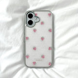 [MADE][Magsafe Glass Bumper Case] Strawberry embroidered knit case pink