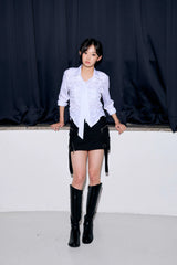 ELISE TIE SHIRRING SHIRT / WHITE