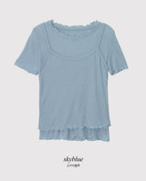 #Wave Point Short Sleeve T-shirt + Sleeveless Set (3color)