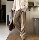 Yogis Wide-Fit Single-Tuck Corduroy Pants