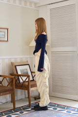 カットオフショルダーニット NAVY