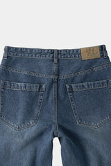 ルーズフィットテーパードデニムパンツ (Washed Blue)