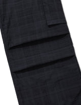 RUFFLE CHECKERED SKIRT CARGO PANTS(BLACK)
