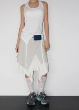SLANT LAYERED MIDI SKIRT