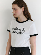 メゾン ド ロラ リンガー Tシャツ WH+BK