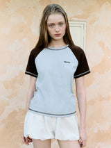 ラグランステッチTシャツ BL+BR