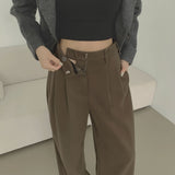 BASIC / woolen pintuck winter wide slacks pants