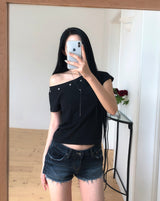 Harbor Embossed Denim Low Short Pants