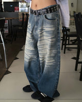 Cat gradation denim pants