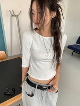 ボートネックミッドスリーブTシャツ (4C)