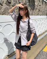 Suhi Rivet ポケットストラップルーズフィットロングスリーブシャツ