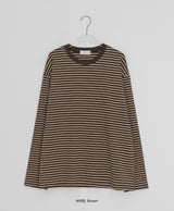 [unisex] Kemppa Stripe Over Round Long Sleeve Tee