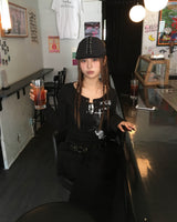 Lace black cotton pants