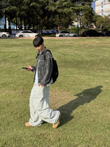 ベーシックウォッシュドブラックデニムジャケット