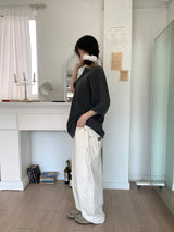 WAFFLE BUTTON OVERSIZED TEE (3C)