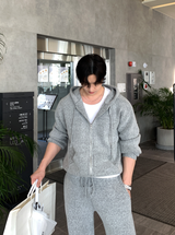 [Set-up]Risquare Two-Way Oversized Fit Hooded Zip-Up Knitwear 