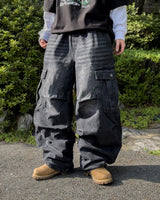 バーン ダイアゴナル カーゴ ワイド デニム パンツ