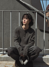 Heritage Chrome Waffle Henley Neck