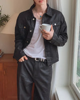 カント コーツッド ブラック デニム トラッカー ジャケット