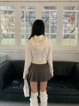 Wrap Check Pleated Mini Skirt