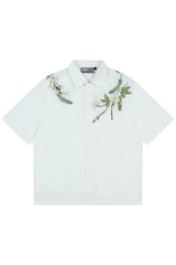 Floral Embroidery Cuban Shirt