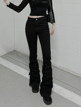 Long leg shirring silhouette pants
