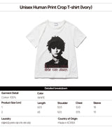 ユニセックス ヒューマンプリントクロップTシャツ (ホワイト)