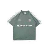 PEANUT STAIN - 4 ストライプ アーム グリーン オーバーサイズ Tシャツ