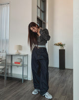 Comp Raw Pintuck Wide Denim Pants