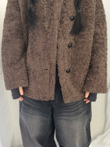 highneck puffy fur jacket