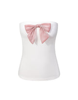 [Bracap O] Roman Ribbon Off-Shoulder Banding Tube Top White