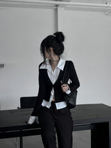 basic shirt layered cardigan (2color)