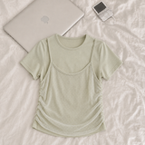 Zandot see-through sleeveless layered short-sleeved T (4 colors)